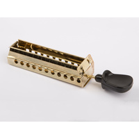 Wilesco Burner Slide. Brass. With Black Handle (D366.406.409.456.106.3