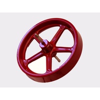 Wilesco 01993 Flywheel. 100 mm Diameter. Red. With Axle (D21)