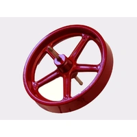 Wilesco 01993 Flywheel. 100 mm Diameter. Red. With Axle (D21)