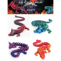 Zoobits 3D Printed Articulated Fidget Dragon 30cm (Assorted)