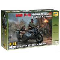 Zvezda 1/35 German WWII Sidecar R12 with crew Plastic Model Kit 3607