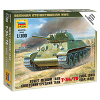 Zvezda 6101 1/100 Soviet Tank T-34 Plastic Model Kit