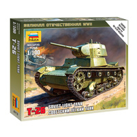 Zvezda 1/100 Soviet Tank T-26 Plastic Model Kit 6113