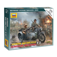 Zvezda 1/72 German Motorcycle R-12 Plastic Model Kit 6142