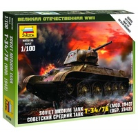 Zvezda 1/100 Soviet Medium Tank T-34-76 mod.1942 Plastic Model Kit 6159