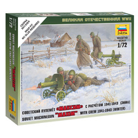 Zvezda 1/72 Soviet Machine-gun w/Crew (Winter Uniform) Plastic Model Kit 6220