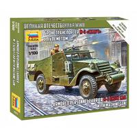 Zvezda 1/100 Soviet M-3 Scout Car with machine gun WWII Plastic Model Kit 6273