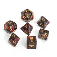Chessex Dice Sets: Blue Blood/Gold Scarab Polyhedral 7-Die Set