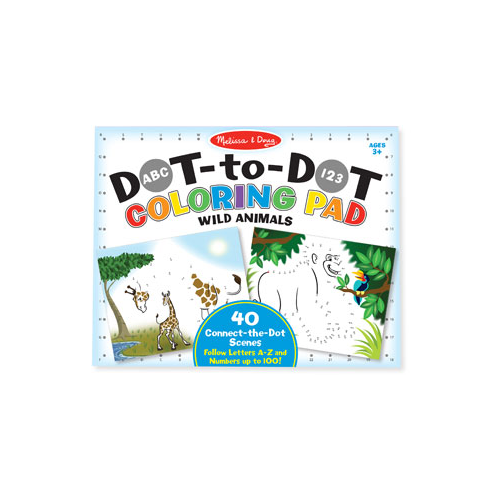 ABC 123 Dot-to-Dot Coloring Pad - Wild Animals